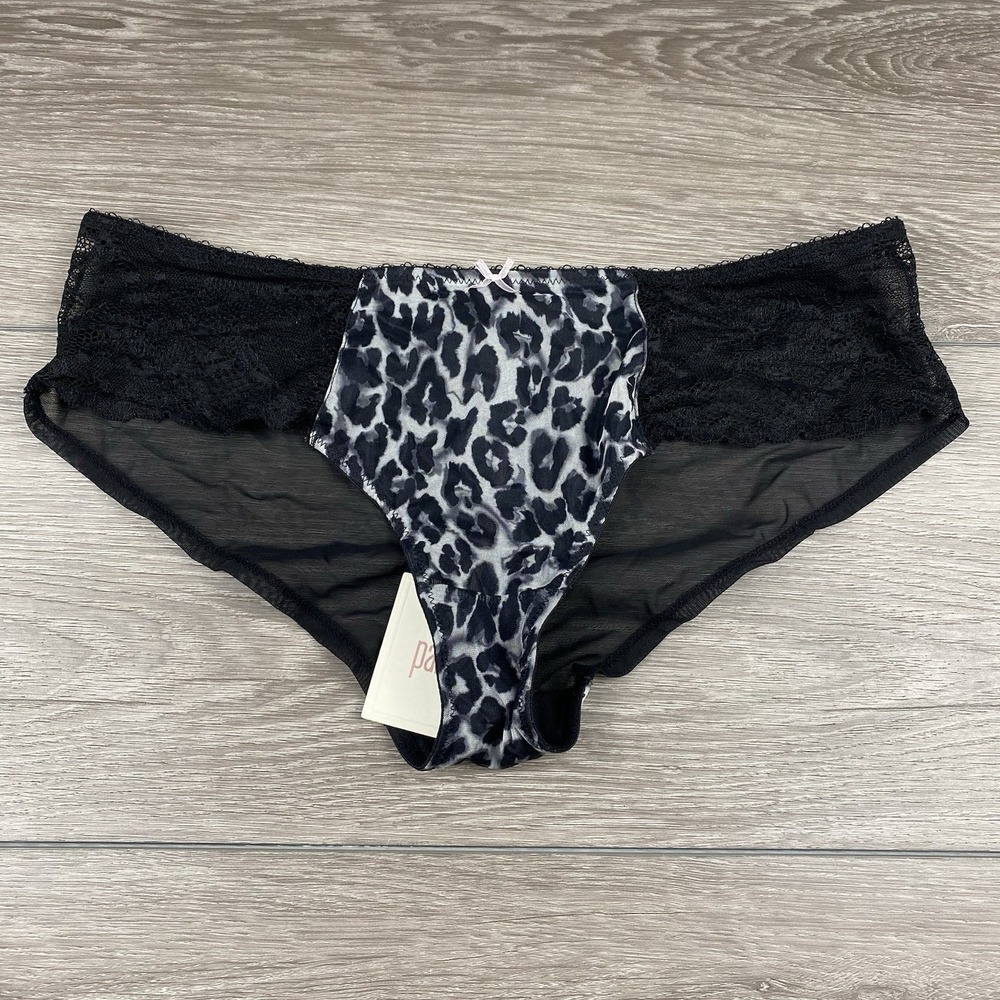Panache Women's Sheer Jasmine Brief Black Leopard‎ Print Large New